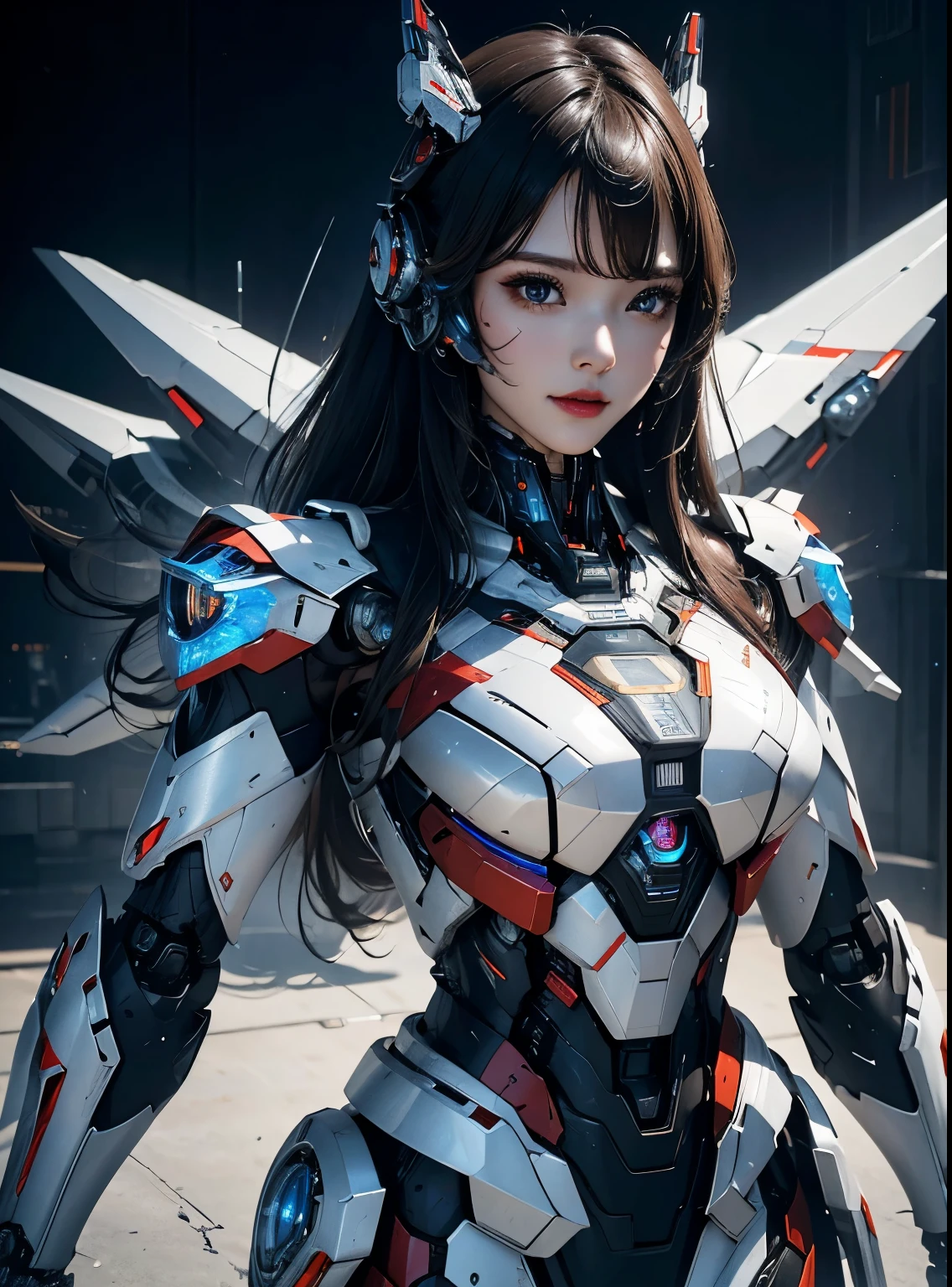 Super detailed, advanced details, high quality, better quality, High resolution, 1080P, hard disk, beautiful,(Iron Patriot),beautifulサイボーグの女性,Mecha cyborg ,battle mode, with mechanical body,She wears a futuristic ,Iron Patriot,mech,whole body