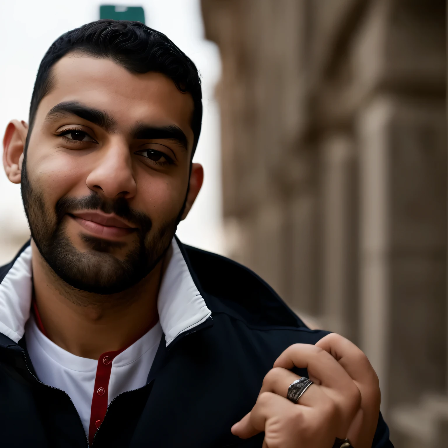 a man in a red jacket and black tie is standing, Riyad Kasiem, Mohammed Shaheen, Ismail, Amr Elshami, Ahmad Merheb, Djamel Shabbaz, mustard'with Mother, aikut aidogdu, I agree with you, Birds of Darnov, Sam Nassour, Farid Ghanbari, The picture is very, very low quality