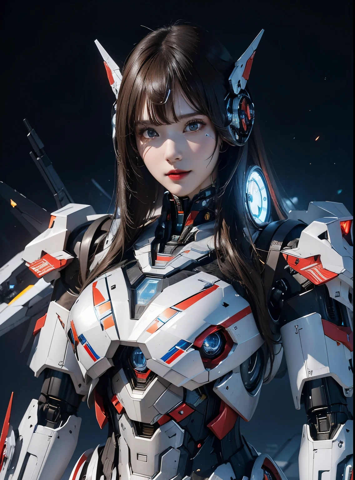 Super detailed, advanced details, high quality, better quality, High resolution, 1080P, hard disk, beautiful,(Iron Patriot),beautifulサイボーグの女性,Mecha cyborg ,battle mode, with mechanical body,She wears a futuristic ,Iron Patriot,mech,full body shot