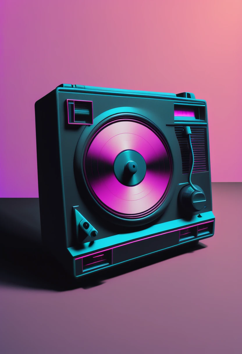 Retrowave, synthwave, a vintage vinyl record, dusty, scratches, old-fashioned, worn-out, grooves, retro design, classic music, spinning round and round, turntable, needle, musical nostalgia, soft crackling sound, black and white album cover, vintage vibes, nostalgic atmosphere, timeless melodies, spinning discs, analog sound, 80s style, music lovers, vinyl collection, laser show, immersive experience, dance floor, vibrant nightlife, disco ball, party atmosphere, pulsating beats, euphoric moments, electric energy, exhilarating ambiance, mesmerizing light effects, immersive audio experience, Vaporwave Aesthetic style and zentangle style, retrowave. synthwave, retro futuristic, video game, vector vaporwave,,blurred, crunch it, make it outstanding, the best emotive silhouette ever, sparkles, musical explosions, flying musical notes, magical, thanks. By Tupu...lol...