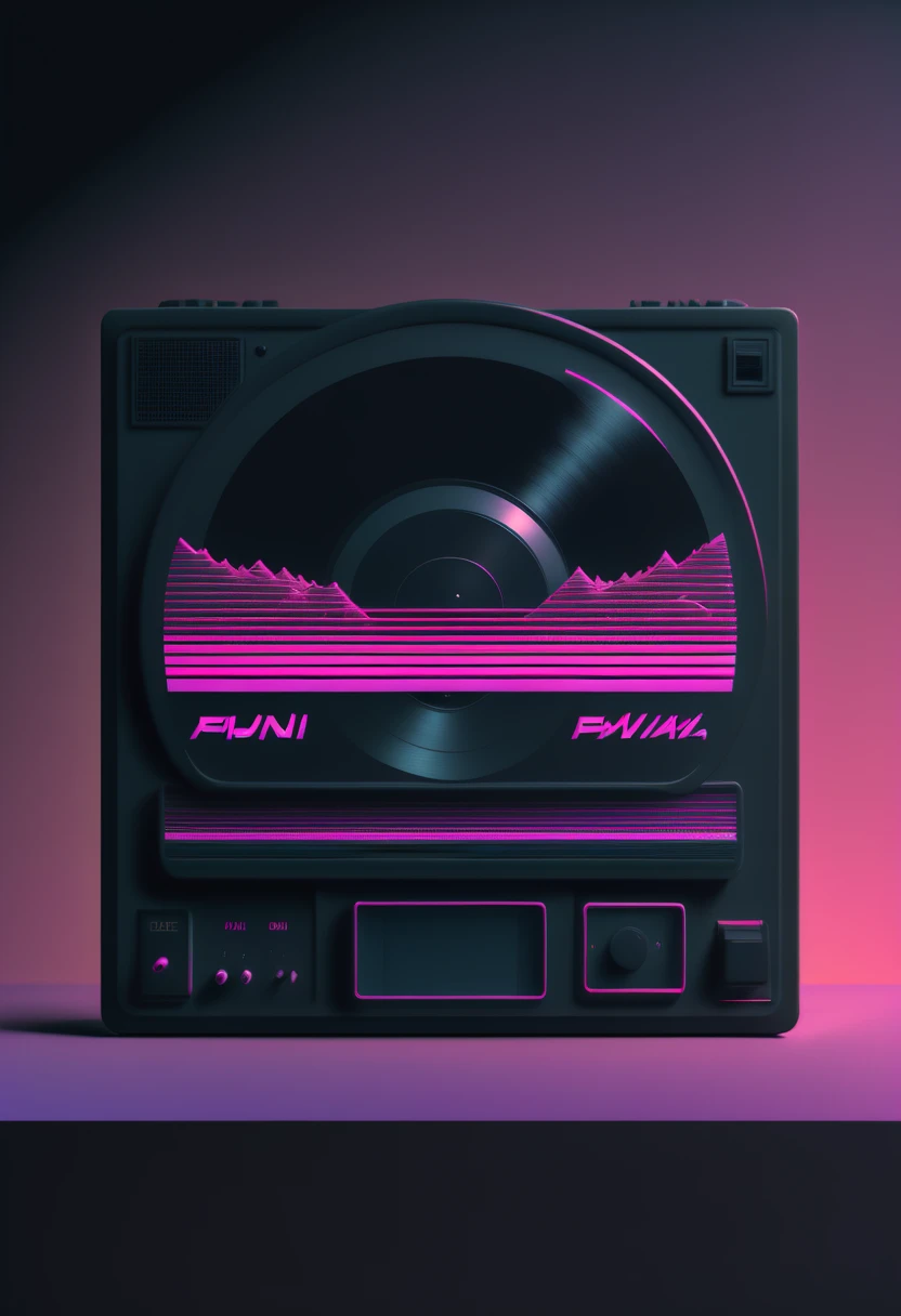 Retrowave, synthwave, a vintage vinyl record, dusty, scratches, old-fashioned, worn-out, grooves, retro design, classic music, spinning round and round, turntable, needle, musical nostalgia, soft crackling sound, black and white album cover, vintage vibes, nostalgic atmosphere, timeless melodies, spinning discs, analog sound, 80s style, music lovers, vinyl collection, laser show, immersive experience, dance floor, vibrant nightlife, disco ball, party atmosphere, pulsating beats, euphoric moments, electric energy, exhilarating ambiance, mesmerizing light effects, immersive audio experience, Vaporwave Aesthetic style and zentangle style, retrowave. synthwave, retro futuristic, video game, vector vaporwave,,blurred, crunch it, make it outstanding, the best emotive silhouette ever, sparkles, musical explosions, flying musical notes, magical, thanks. By Tupu...lol...