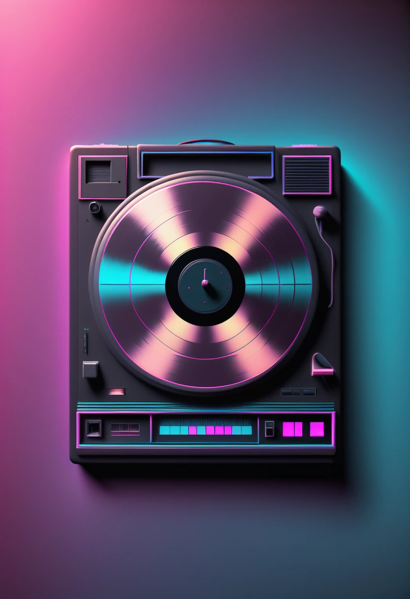 Retrowave, synthwave, a vintage vinyl record, dusty, scratches, old-fashioned, worn-out, grooves, retro design, classic music, spinning round and round, turntable, needle, musical nostalgia, soft crackling sound, black and white album cover, vintage vibes, nostalgic atmosphere, timeless melodies, spinning discs, analog sound, 80s style, music lovers, vinyl collection, laser show, immersive experience, dance floor, vibrant nightlife, disco ball, party atmosphere, pulsating beats, euphoric moments, electric energy, exhilarating ambiance, mesmerizing light effects, immersive audio experience, Vaporwave Aesthetic style and zentangle style, retrowave. synthwave, retro futuristic, video game, vector vaporwave,,blurred, crunch it, make it outstanding, the best emotive silhouette ever, sparkles, musical explosions, flying musical notes, magical, thanks. By Tupu...lol...