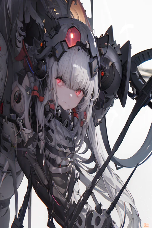 Anime girl holding skull and gun in hands, Best Anime 4K Konachan Wallpapers, mechanized witch, Anime mixed organically, zero art, guweiz on pixiv artstation, Detailed digital animation art, Mecha aesthetics, guweiz on artstation pixiv, 动漫Mecha aesthetics