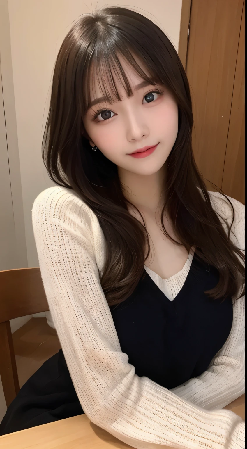 table top, highest quality, shape, Super detailed, finely, High resolution, 8k wallpaper, 完璧なダイナミックな構shape, beautiful and detailed eyes, long sleeve winter dresses,medium hair, small ???????, natural color lip, random ???? pose,smile,、20 year old girl、midnight、beautiful and detailed face、perfect and beautiful face,Big eyes、RAW photo、spread your arms and ?????????、Express your best mood with your whole body、beautiful and detailed eyes、small face、beautiful duplex、slim face and style、blur the background