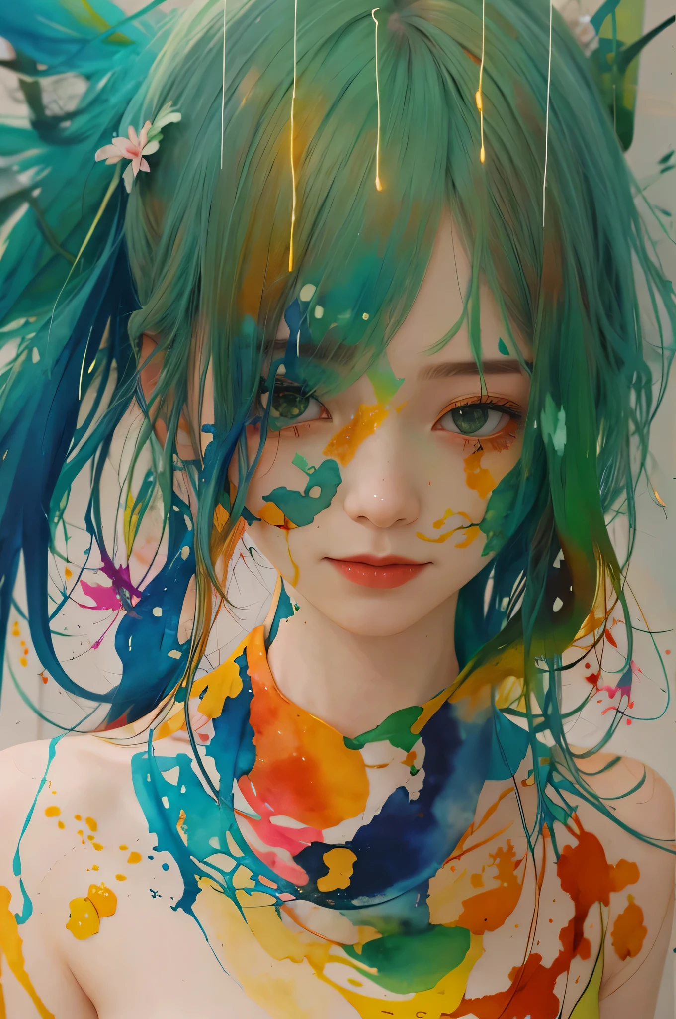 Watercolor Touch、Bleeding、a woman by agnes cecile, luminous design, pastel colours, ink drips, spring lights,Artistic,black and yellow、Ohm's Counterattack