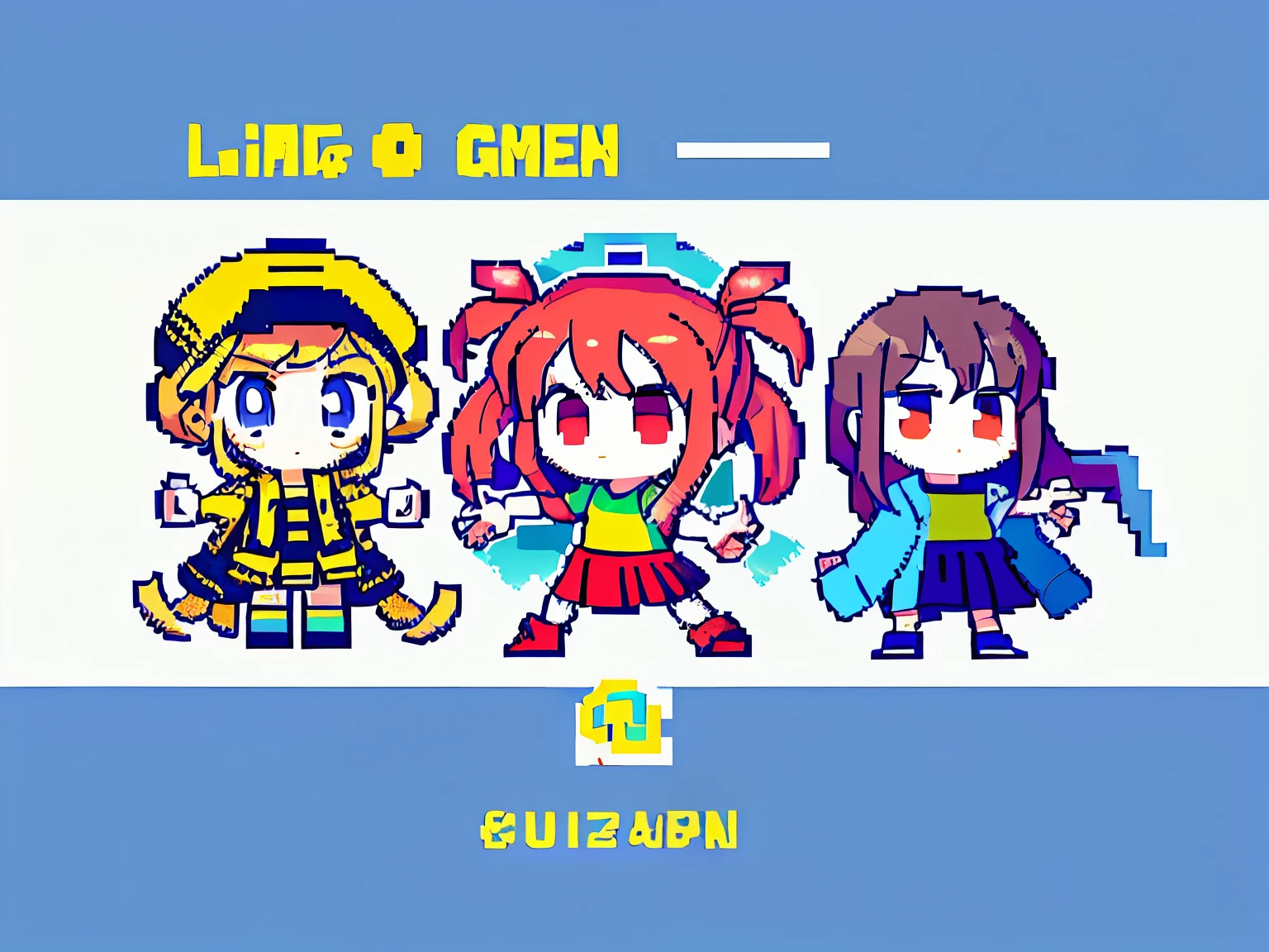 masterpiece , top quality , best quality , chibi character , pixel art , girl , full body , 