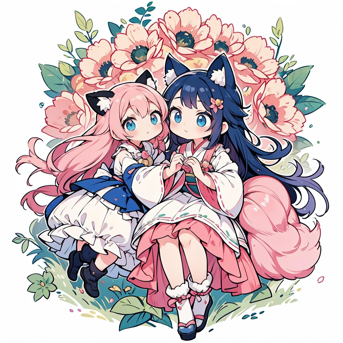 Cute garota com cat ears、(Sozinho 1.4)、Japanese anime style、Moe、(Imagem Completa 2.0)、Authentic and highly detailed body、pequeno、garota com、、10 anos de idade、cabelo comprido、franja、Um cabelo rosa、Authentic and highly detailed face、Beautiful eyes that are authentic and highly detailed,、 Authentic and very delicate arms and hands、Authentic, highly detailed human hands(5 dedos)、A mais bonita do mundo、Delicados e bonitos olhos de gato rosa、authentic skin texture、comum、lolita、uma minissaia、(Authentic, highly detailed pink socks 2.5)、(Authentic, highly detailed long boots 1.5)