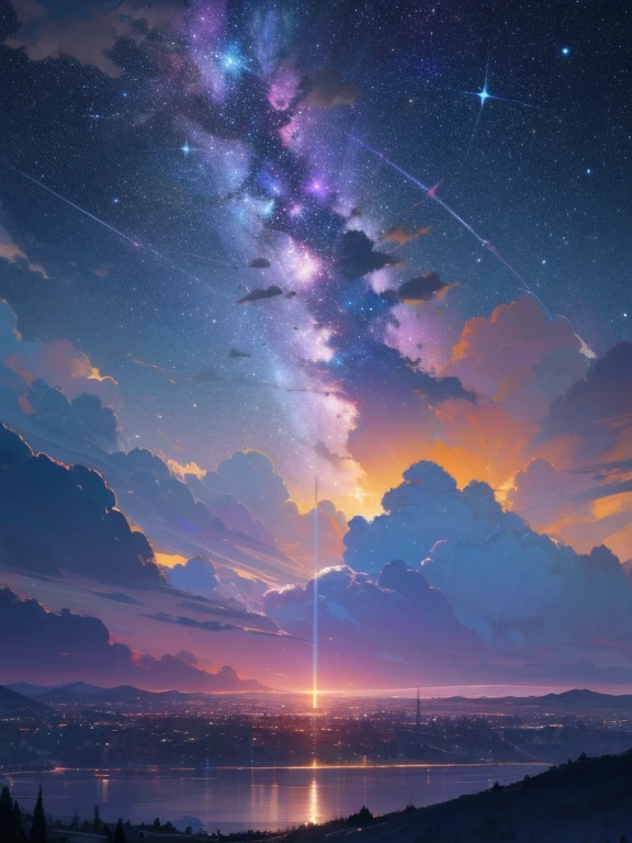 Un pueblo tranquilo de noche, un paisaje de planetas y la luna, expresiones suaves envueltas en la suave brisa invernal, I&#39;d rather hug you than hold your cold hands A beautiful time passes The back of a teenager A gentle moment Space and the starry sky A cat standing next to me Exaggerated identity Strong but gentle Refreshing pastel colors Purple and yellow Animation A scene from a picture book, modern animation Angle looking towards the earth Anime, super delicate, 8K 4k modern animation(gran calidad, 4k, Super detailed, realista:1.37), hermosa estrella, impresionante cielo nocturno, Incredibly detailed constellations of Greenland, milky way, estrellas titilantes, fantastic dawn, fascinante vista nocturna, impresionante cielo nocturno, Immersive stargazing experience., Colores brillantes, suave luz de la luna, subtle gradation color, ambient lighting, long exposure photography, peaceful and calm atmosphere cat、naranja、lastimoso、Ojos grandes、obra maestra、luna llena、Anime - Escena de estilo de un hermoso cielo con una estrella y un planeta, cosmic skies. por makoto shinkai, Fondo de pantalla de arte anime 4k, Fondo de pantalla de arte anime 4K, fondo de pantalla de arte anime 8 k, Fondo de pantalla animado 4K, fondo de pantalla animado 4k, Fondo de pantalla animado 4K, Anime Cielo, amazing wallpaper, fondo animado, Heaven Planet en el fondo, fondo animado art