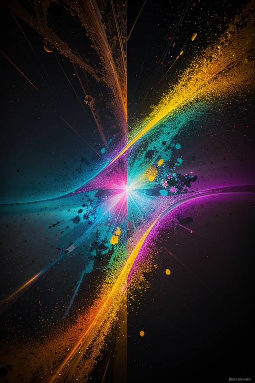 Represent the idea of harmony through chaotic abstract shapes and vibrant colors.