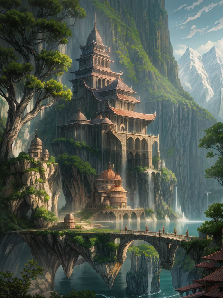 （（（masterpiece、Highest image quality、highest quality、highly detailed unity 8ｋwallpaper）））、（（fantasy））、monastery on the lake