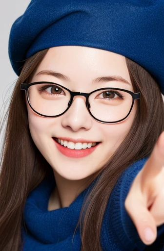 masterpiece,best quality,(Japanese ),((Beautiful girl)),cleavage,indoor,(perfect body beauty:1.2),(shy smile),beautiful teeth,Intelligent and stylish glasses,