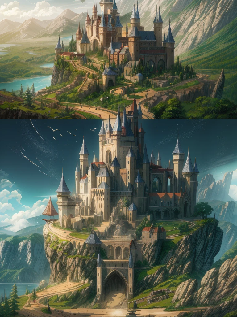 (((masterpiece、Highest image quality、highest quality、highly detailed unity 8kwallpaper)))、(A castle on a lonely island)、tower