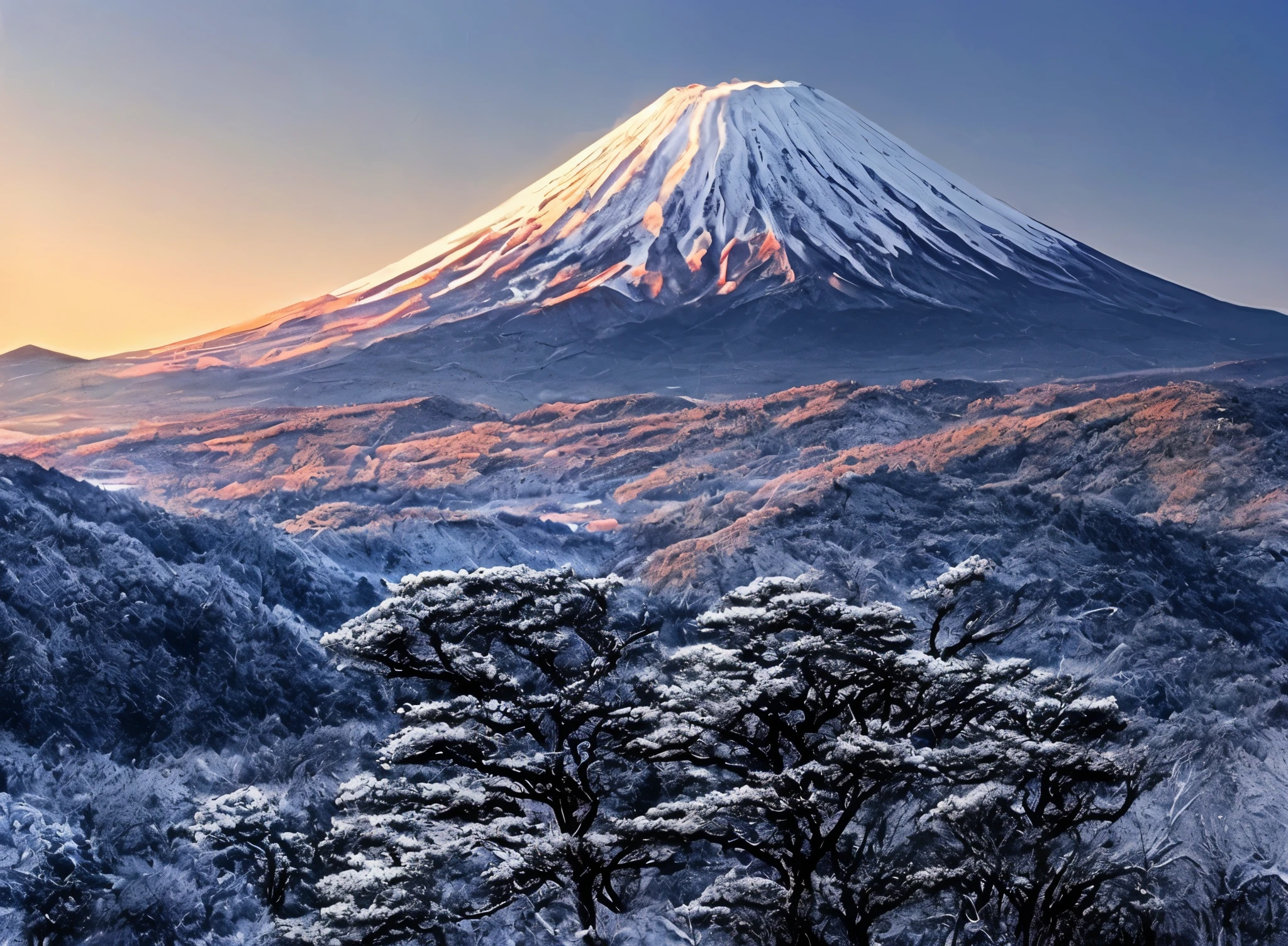 赤い門と前景に赤い門のある雪Mountain, at snowy Fuji mountain sunrise, Mountainの中の日本の鳥居, 日本のMountain, mount Fuji, mount Fuji in the background, japan nature, wood々のあるMountainの中の鳥居, A quest to travel deeper into Japan, Mountain. Fuji, mount Fuji on the background, japan travel aesthetic