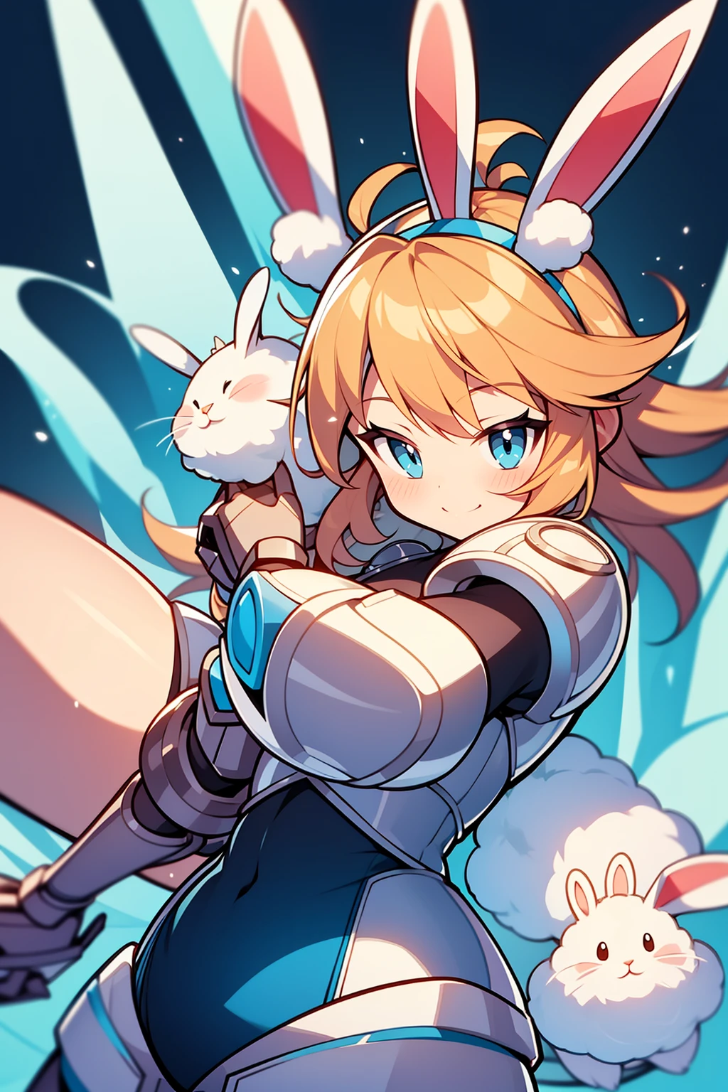 Cute rabbit in cartoon-style armor