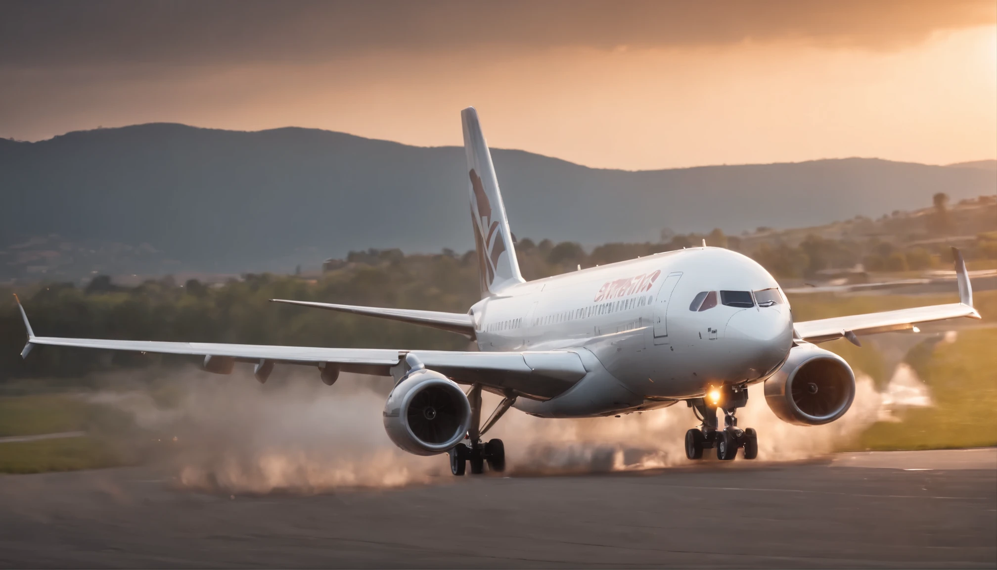Plane taking off from illuminated runway,night,(Airbus),(detailed airplane:1.3),front,from below,Wallpaper,masterpiece,(highest quality:1.5),8K,((Super detailed:1.3)),(High resolution:1.3),(((realistic:1.4))),(((photorealistic:1.4))),(((Clearly:1.4))),(best aesthetics:1.3),(beautiful:1.3)