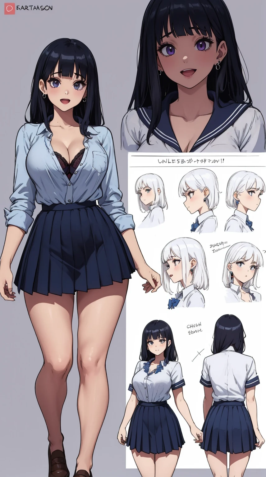 girl, solo, full body, from head to toe, standing, (Huge_Breasts:1.3), wearing a short skirt (weight: 1.5),

((Character Design Sheet:1.5, character reference sheet:1.5, character turn around:1.5,)),

chitanda_eru,

a sexy cartoon girl with very large breasts in a female outfit and school girl skirt, 1girl, breasts, ,bra, short_skirt, olo, shirt, between breasts, bangs, cleavage, looking at viewer, pleated skirt, blunt bangs, earrings, open mouth, night, jewelry, open clothes, smile, school uniform,