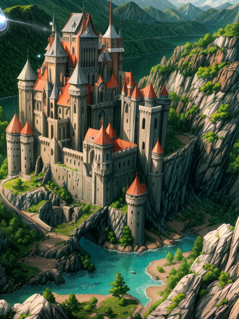(((masterpiece、Highest image quality、highest quality、highly detailed unity 8kwallpaper)))、(A castle on a lonely island)、tower