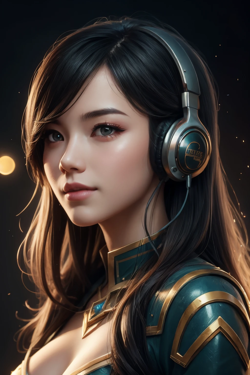 a close up of a girl with headphones on smiling, 8k artgerm bokeh, rossdraws global illumination, league of legends character, stanley artgerm lau, extremely detailed artgerm, style artgerm, ross tran style, ig model | artgerm, rossdraws cartoon vibrant, artgerm lau, trending artgerm