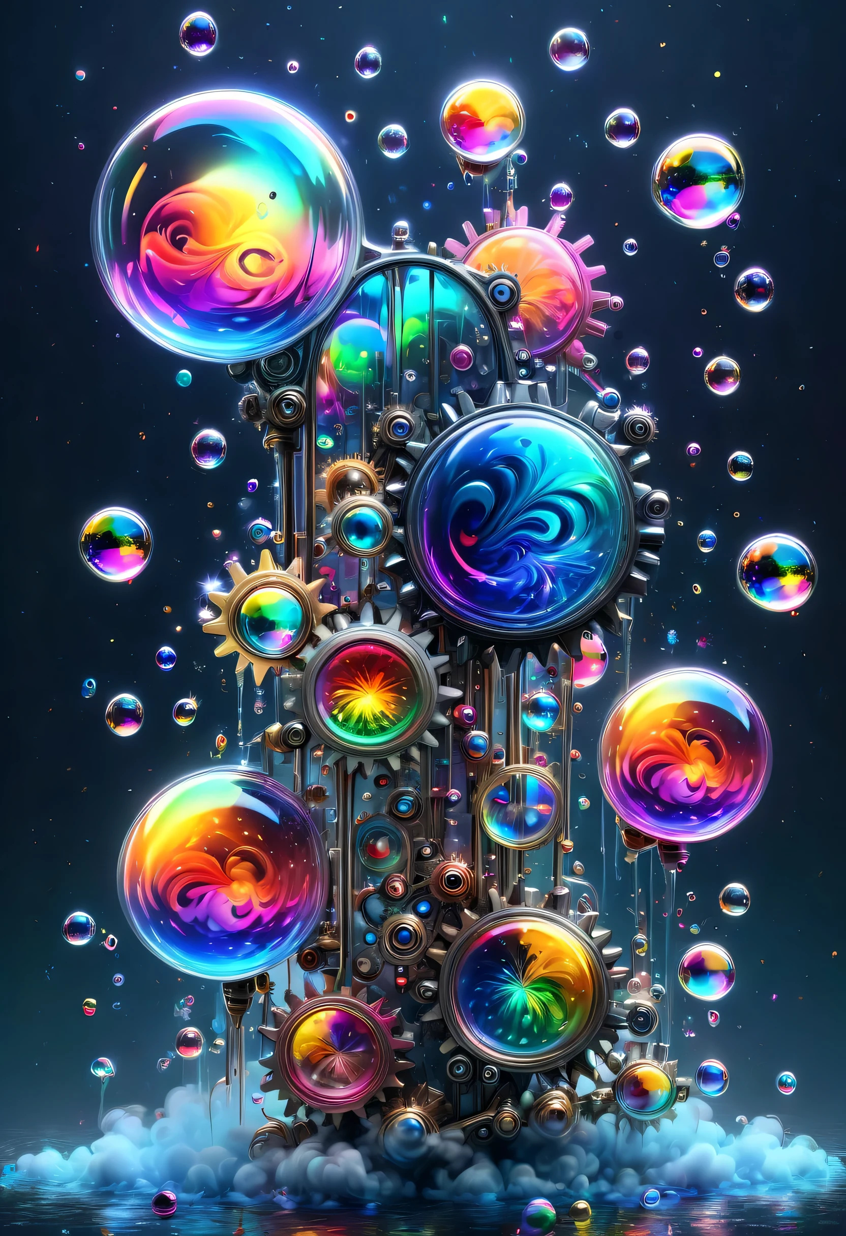 
(best quality,4K,8k,high resolution,masterpiece:1.2),Super detailed,(actual,photoactual,photo-actual:1.37),stringy viscous liquid,Mechanical gears,gradient neon light,(floating colorful bubbles,starry sky steam,starry sky steam:1.37,starry sky steam:1.37,starry sky steam:1.37),(Laser colorful light waves),(Metal refraction),many liquid bubbles:1.37,Gorgeous gradient geometric art,The collision and reorganization of future and retro elements,Exaggerated artistic expression,concept art,Red,green,blue 