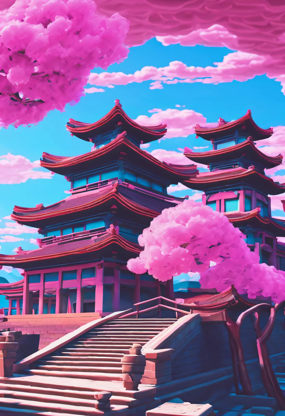vaporwave style,,ancient city ancient city, panoramic