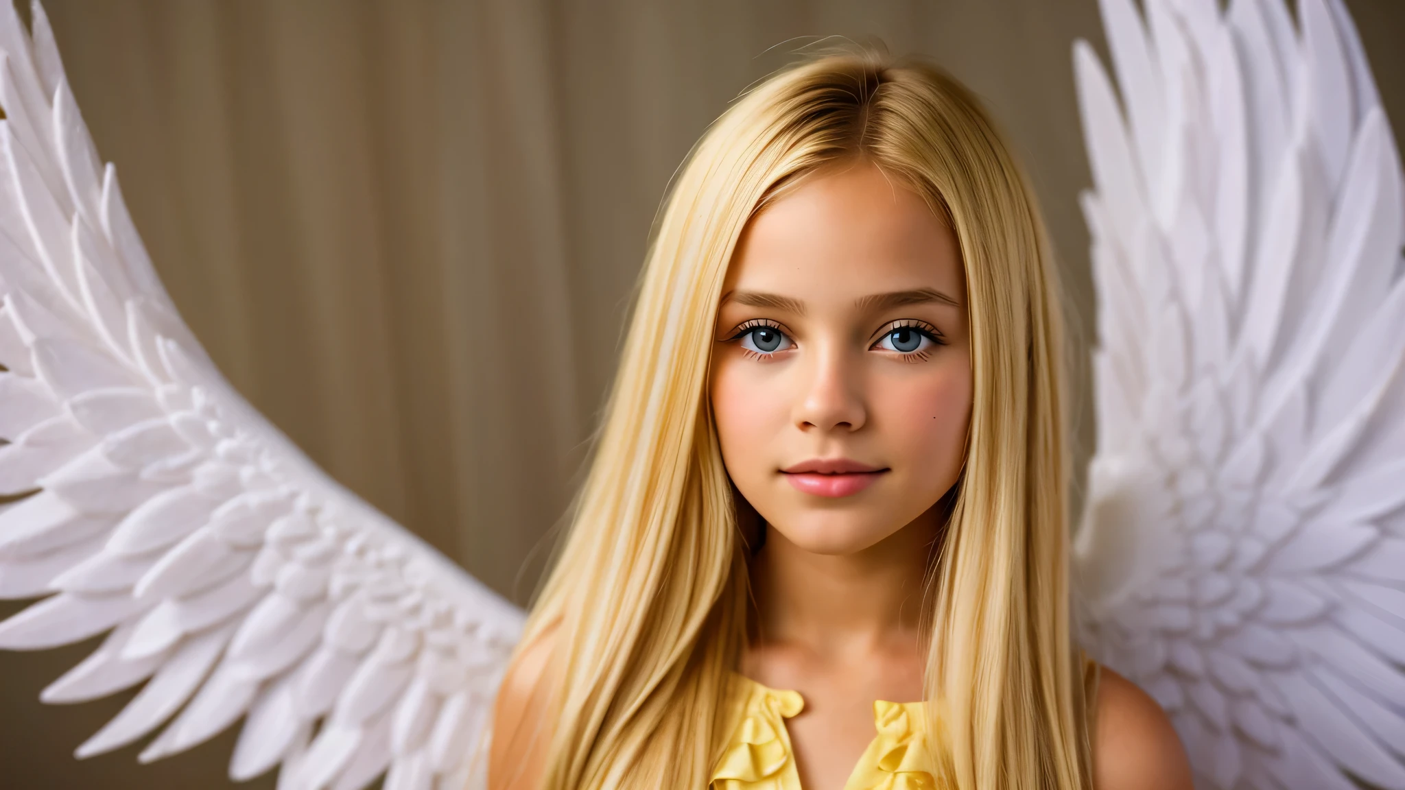 KIDS GIRL BLONDE hair in a wings of angel, Aerially silks