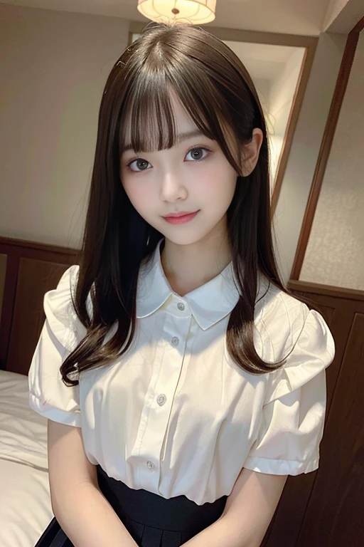 (8K、Raw photography、top-quality、masterpiece:1.2)、(realisitic、Photorealsitic:1.37)、ultra-detailliert、
1 girl in、cute little、独奏、Beautiful detailed sky、Detailed Cafe、natta、sitting on、date、(blush of the nose)、(A smile:1.1)、(Mouth closed)、large full breasts、seducting smile、large aparture、profetional lighting、Sony A7R4、Zessie 50mm f1.8、
medium breasts、Beautiful Detail Eye、(shirt with collar:1.1)、a bow tie、pleatedskirt、(short-hair:1.2)、A dark-haired、Layered Hair Style
