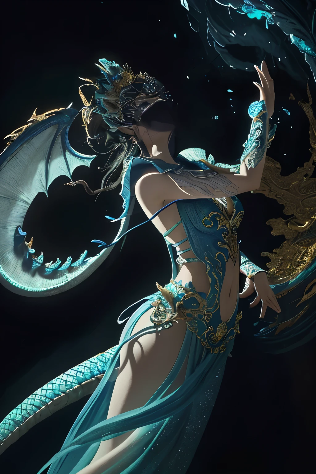 Asian dragon for sale -- an exquisite, photorealistic masterpiece, meticulously crafted with intricate detail and breathtaking textures. The dragon's scales, shimmering with iridescent hues, are rendered in extreme detail, their undulating patterns showcasing the artist's skillful use of light and shadow. Its powerful form is captured in high definition, each muscle and sinew defined, its eyes gleaming with alive, sapphire-blue intensity. The dragon's wings, once spread wide, cover an expansive canvas, the veins and membranes flowing seamlessly, a testament to the artist's mastery of CG unity and ray tracing techniques.