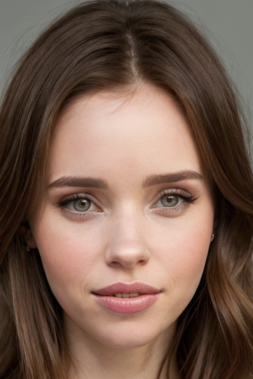 arafed woman with long brown hair and brown eyes posing for a picture, hyperrealistic beautiful face, photorealistic beautiful face, realistic beautiful face. photo realistic, hyper realistic faces, hyper realistic face, photorealistic faces, hyperrealistic face, portrait of Felicity Jones, hyperrealistic faces, beautiful and realistic face, , ultra realistic portrait
