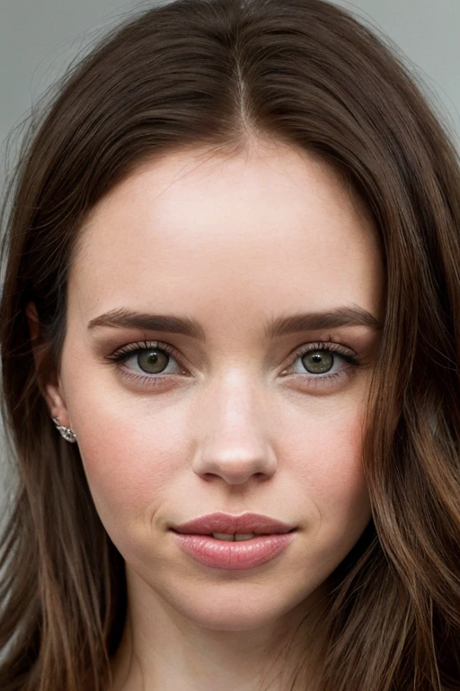 arafed woman with long brown hair and brown eyes posing for a picture, hyperrealistic beautiful face, photorealistic beautiful face, realistic beautiful face. photo realistic, hyper realistic faces, hyper realistic face, photorealistic faces, hyperrealistic face, portrait of Felicity Jones, hyperrealistic faces, beautiful and realistic face, , ultra realistic portrait