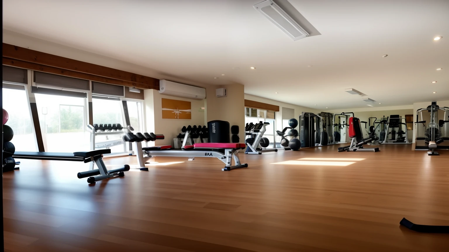 there is a gym with a tread machine and a bench, local gym, background a gym, in a gym, gym, working out, dingy gym, dim dingy gym, cottagecore!! fitness body, sweating, fitness, centre image, indoor, workout, lab, inside the building, 🤬 🤮 💕 🎀, by Francesco Raibolini