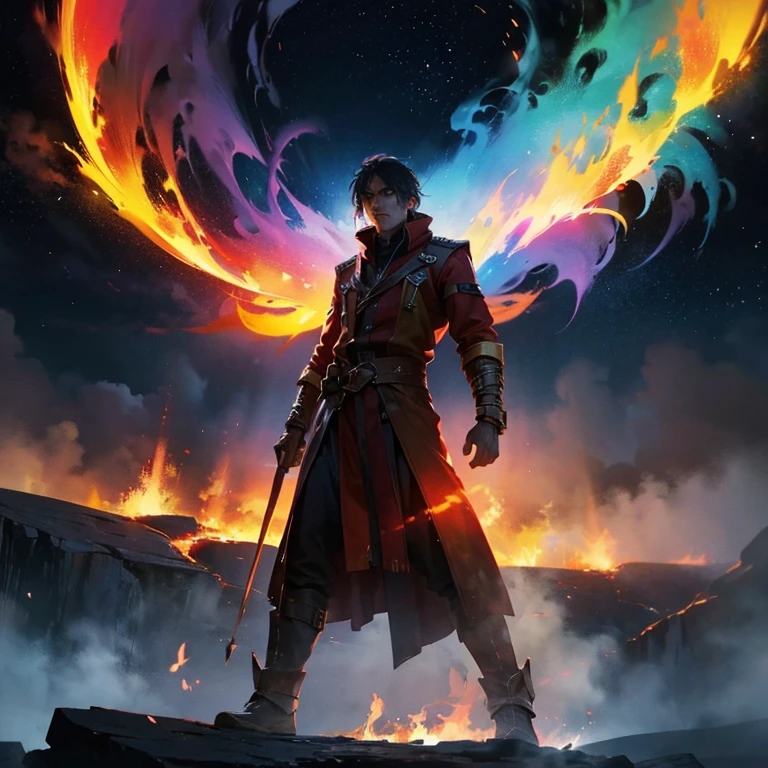 As the flames of the Bifrost Bridge lick at the sky, a lone figure stands at its edge, daring to challenge the fiery wrath that awaits any who dare to cross without permission.