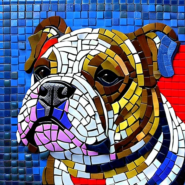 Bulldog dog mosaic art