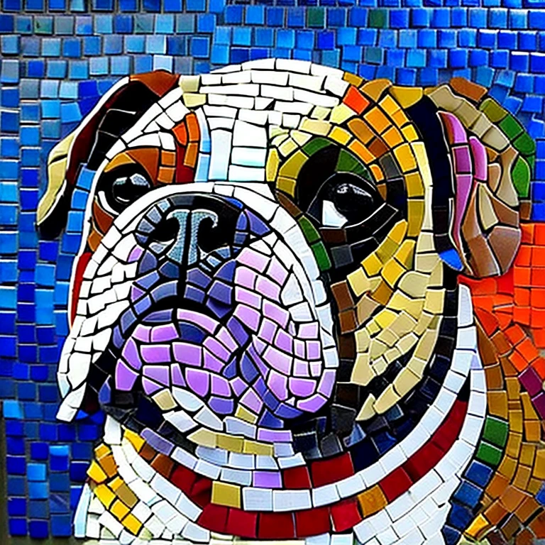 Bulldog dog mosaic art