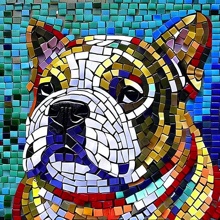 Bulldog dog mosaic art