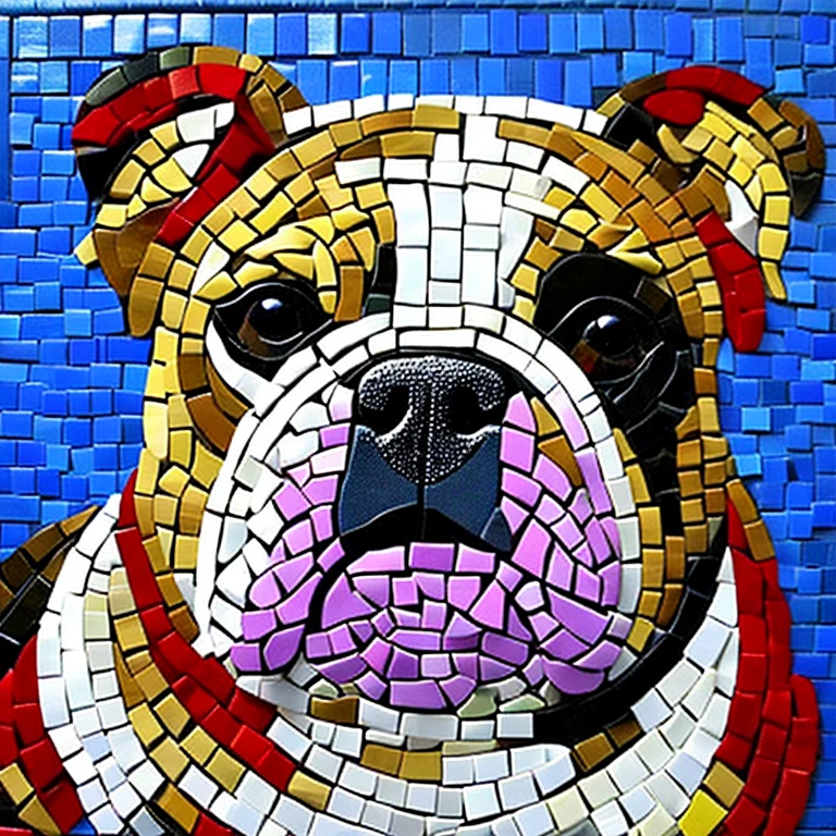 Bulldog dog mosaic art