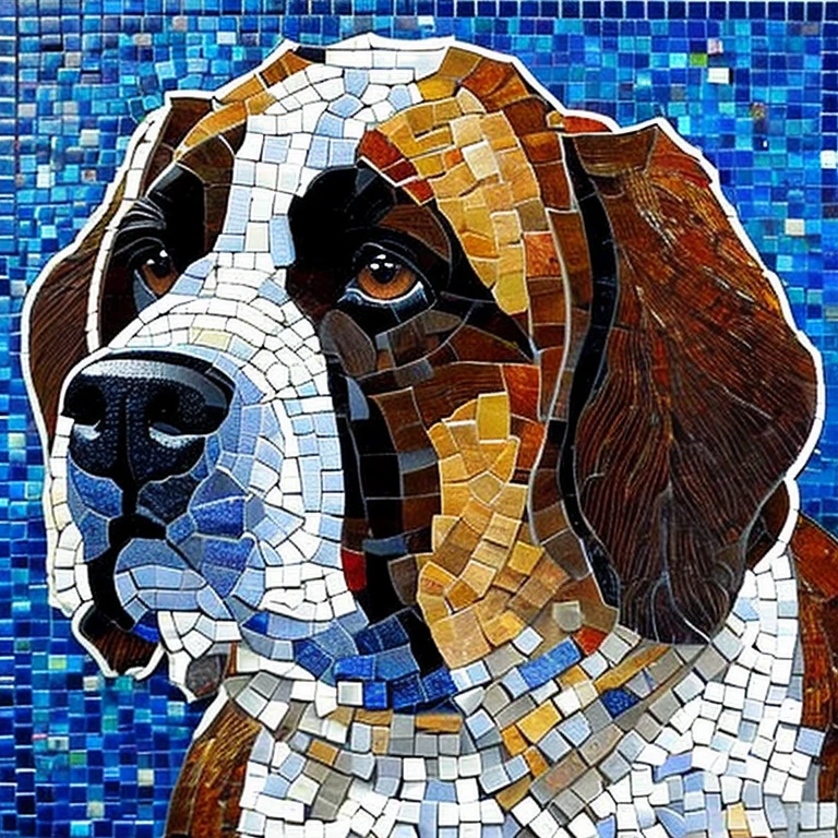 Saint Bernard dog mosaic art