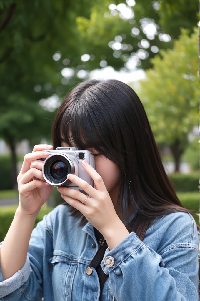 Girl taking a photo with a Smartphone covering her face