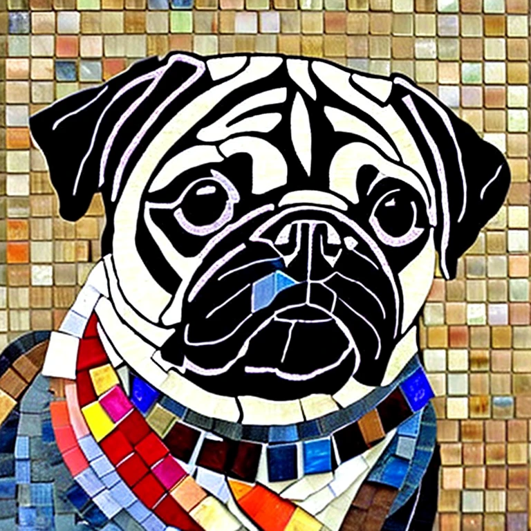 Pug dog mosaic art
