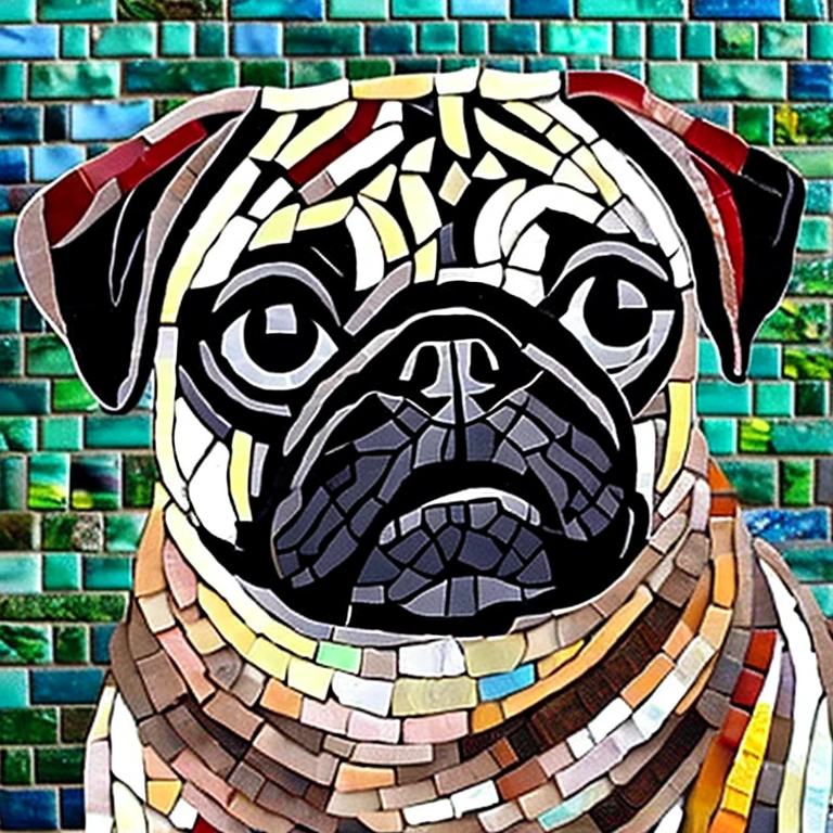 Pug dog mosaic art
