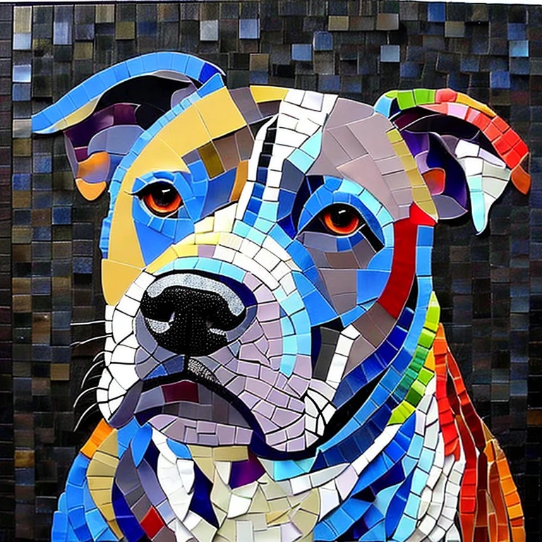 Pitbull dog mosaic art
