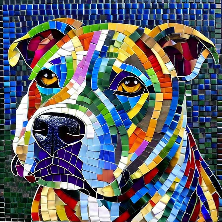 Pitbull dog mosaic art
