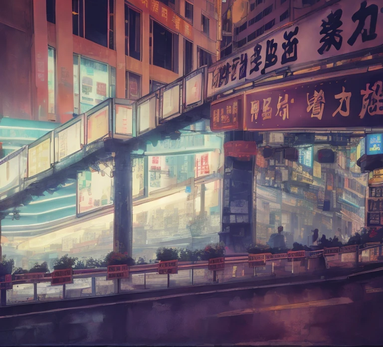 There is a street,There are a lot of shops,People are walking, The streets of Hong Kong, chinatown blade runner, In the heart of the city, night, The streets of Hong Kong, night在城市街道上, Kowloon cyberpunk, in hong kong, like jiufen,night拍摄的照片