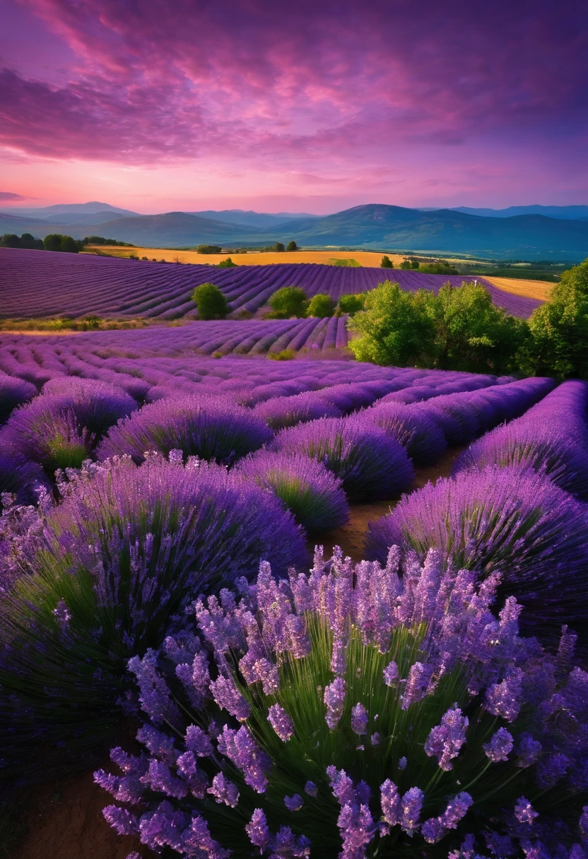 Create an endless landscape of lavender fields in full bloom.