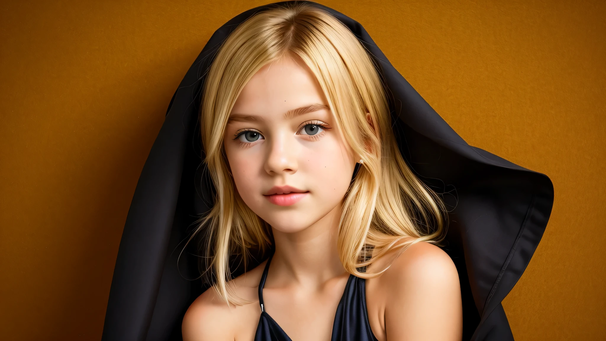 blonde girl kids of with a crown of thorns on his head,