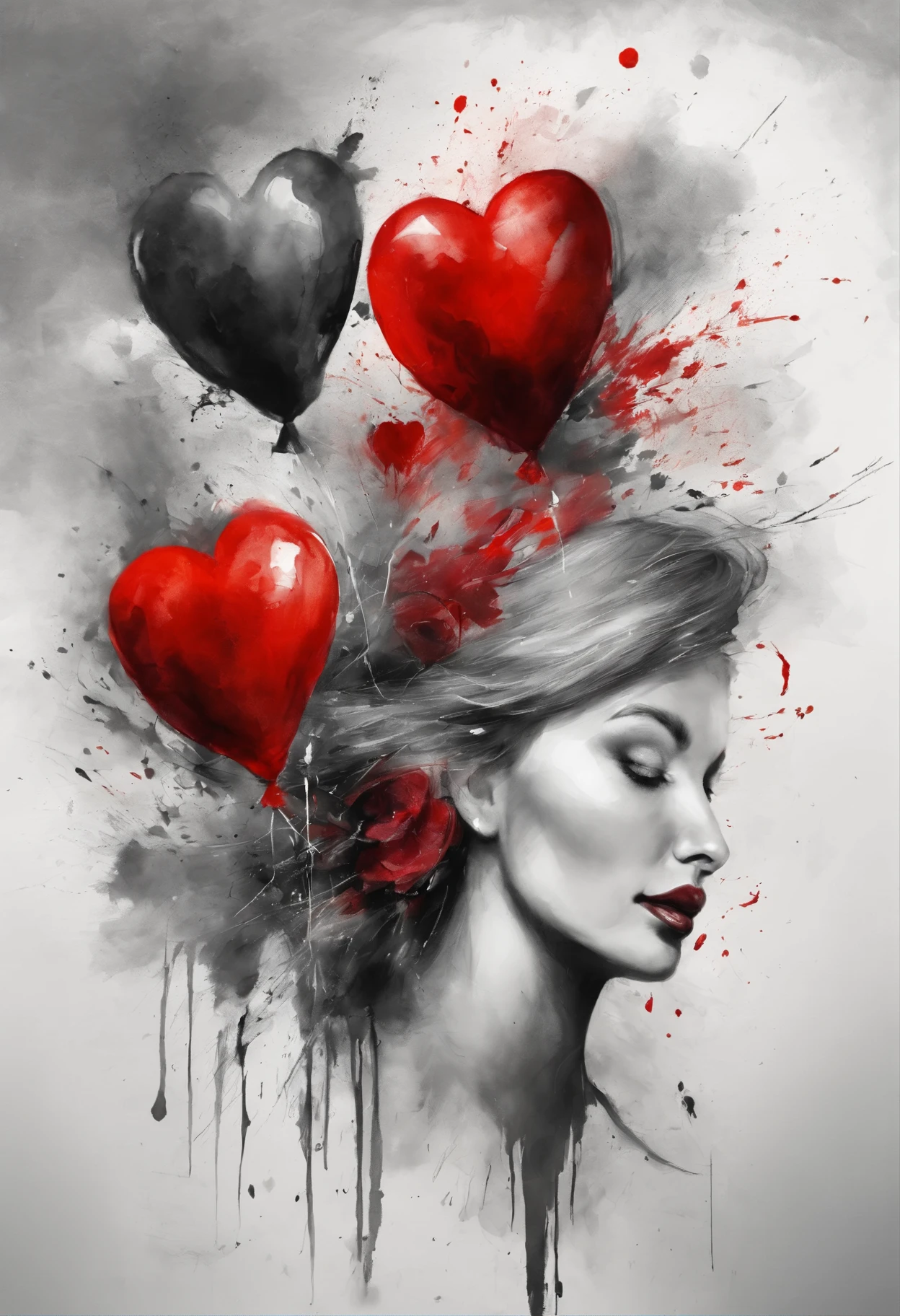 A young woman with orange hair throwing a shattered heart away