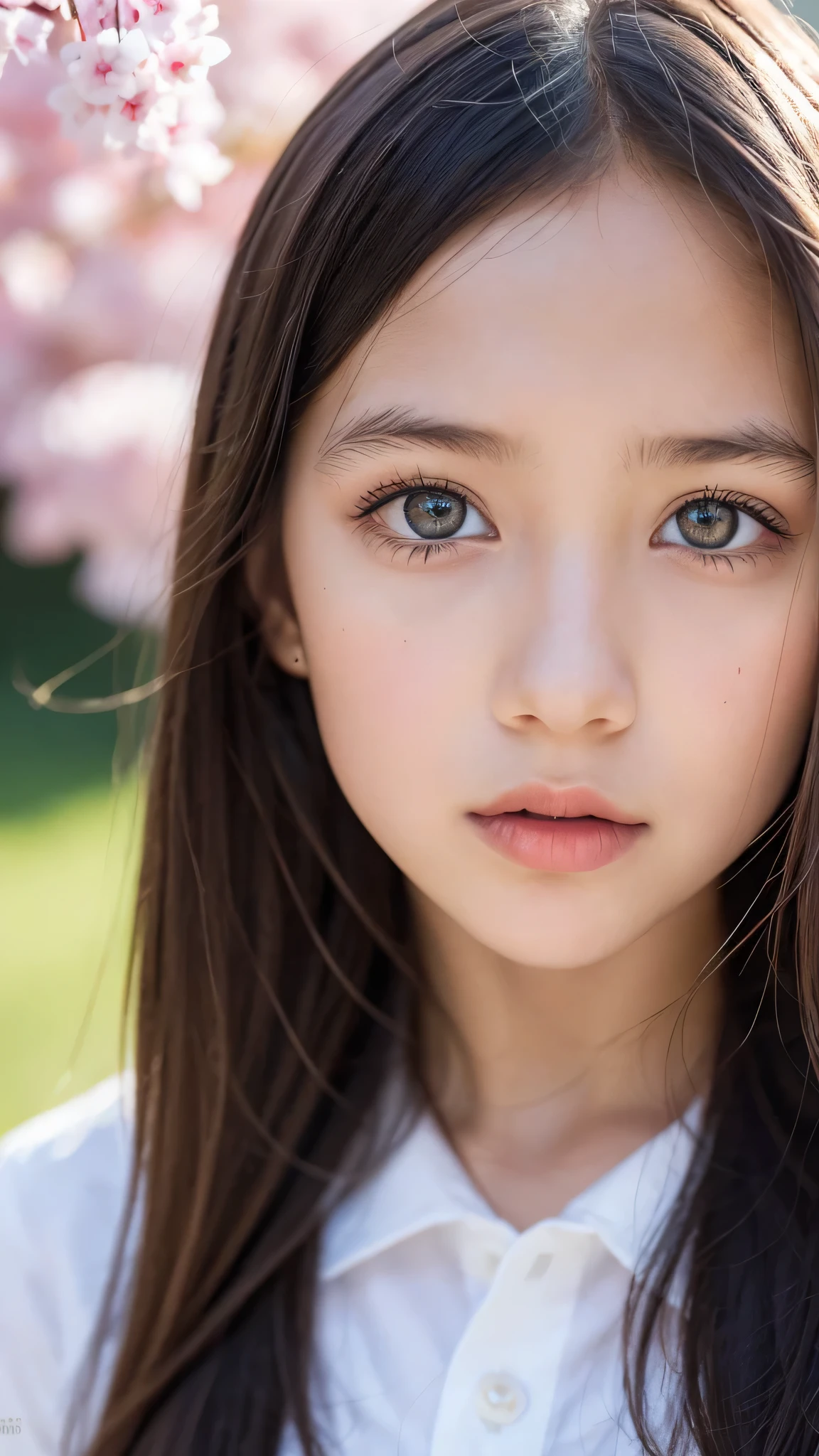 (1young girl), Amazing face and eyes, (amazingly beautiful girl), (Best Quality:1.4), (Ultra-detailed), (extremely detailed CG unified 8k wallpaper), Highly detailed, High-definition raw color photos, Professional Photography, sailor uniform, school uniform, School, Spring, cherry blossoms,