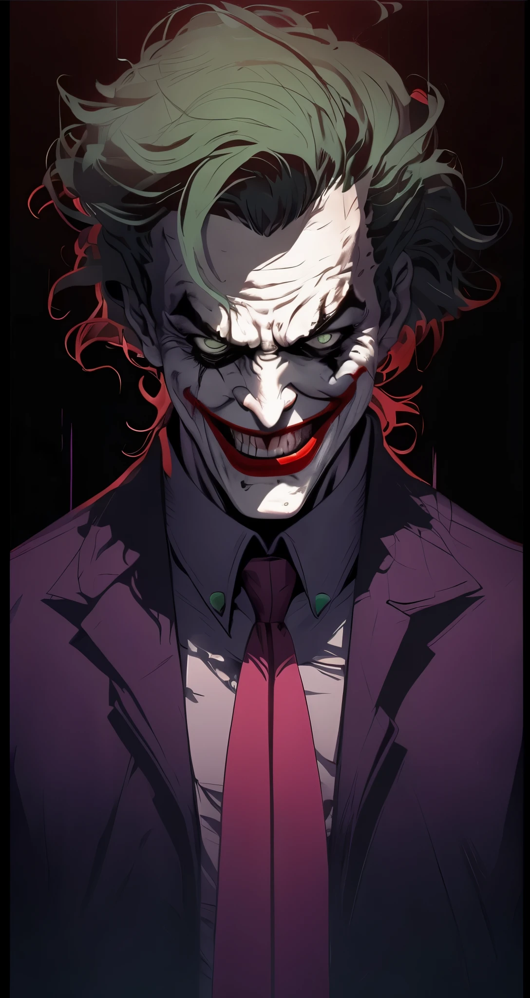 Joker, green hairs, ultra high quality, 1.1, dont cut body parts, black background, 