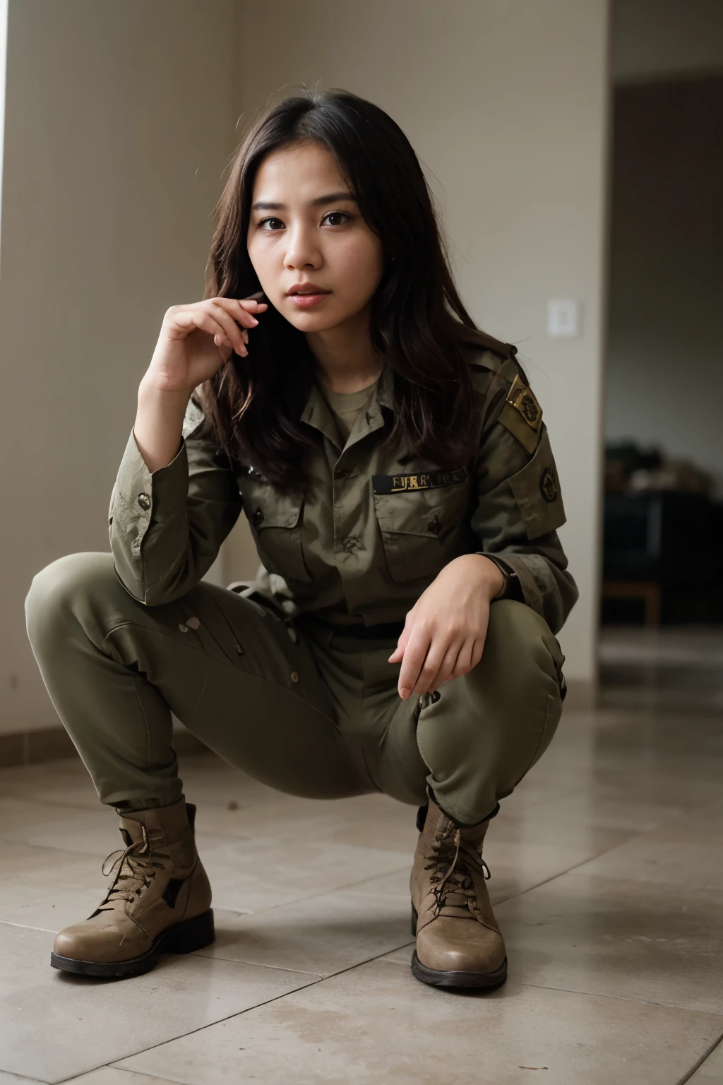 Tentara wanita Yang berpakaian sopan