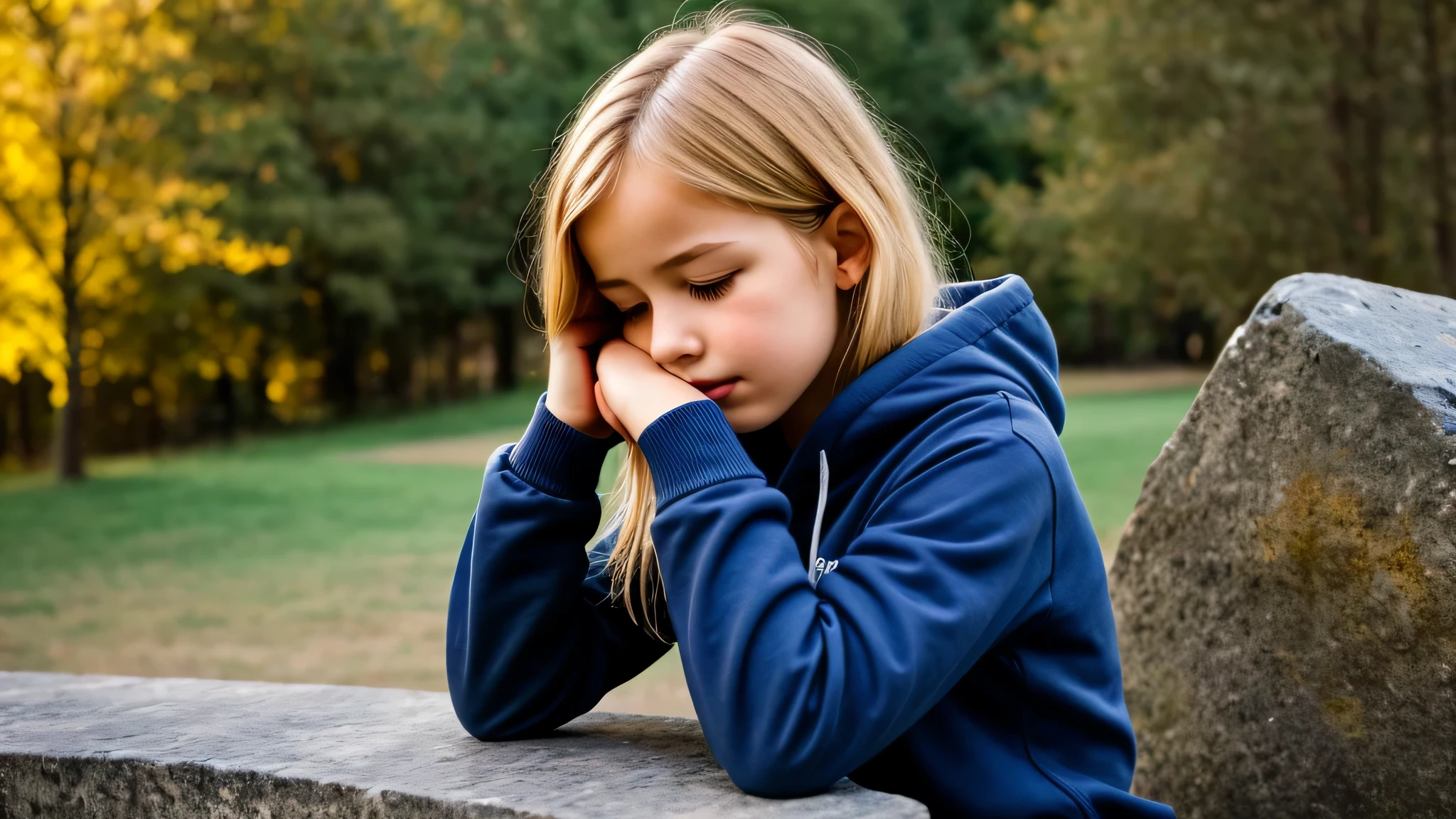Young alligator girl sitting on sidewalk crying