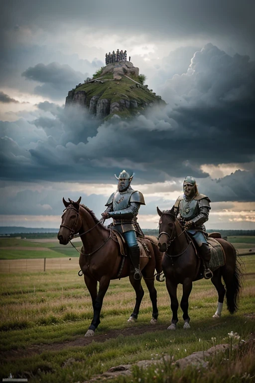 medieval slavic helmets, bearded men, thor face, odin face